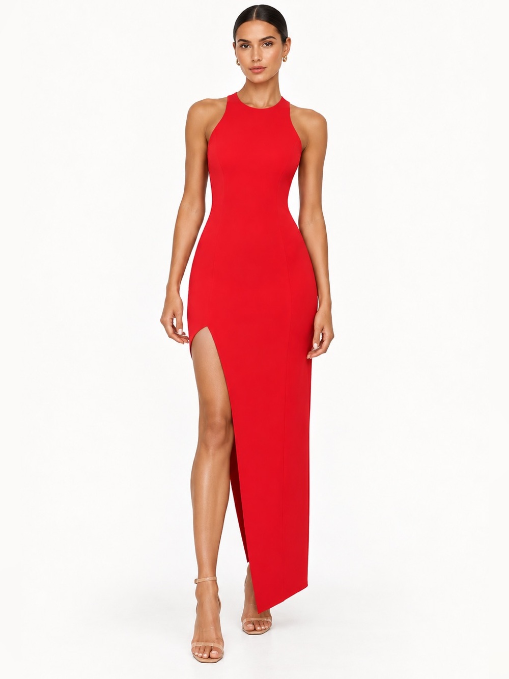 Jay Godfrey Red Maxi Dress Size 2 Sleeveless V Neck Back Zip Evening Gown